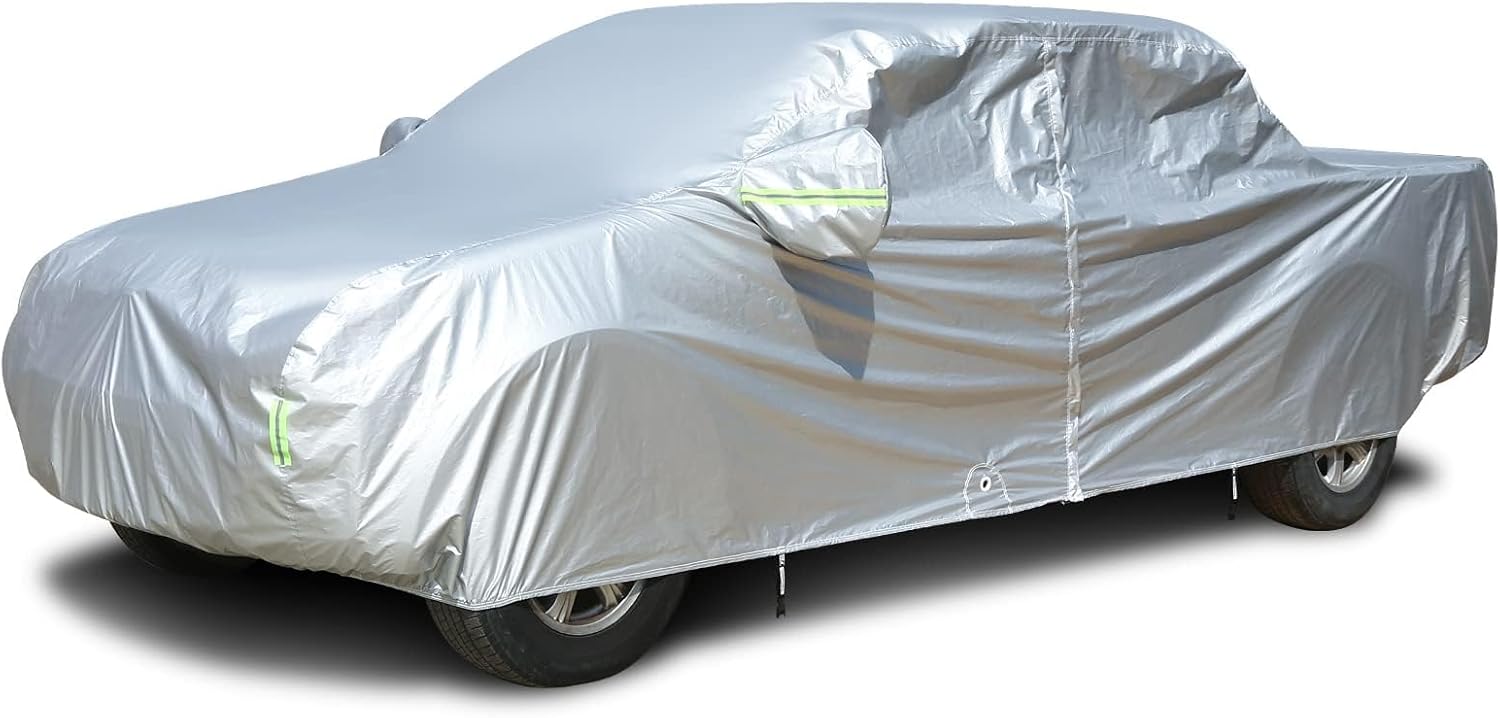 Tecoom Truck Cover Waterproof All Weather,Breathable Light Shell Full Exterior Covers with Door Zipper/Lock,Waterproof UV Dust Protection Truck Covers Universal Fit Chevy Silverado(Length Up to 252")