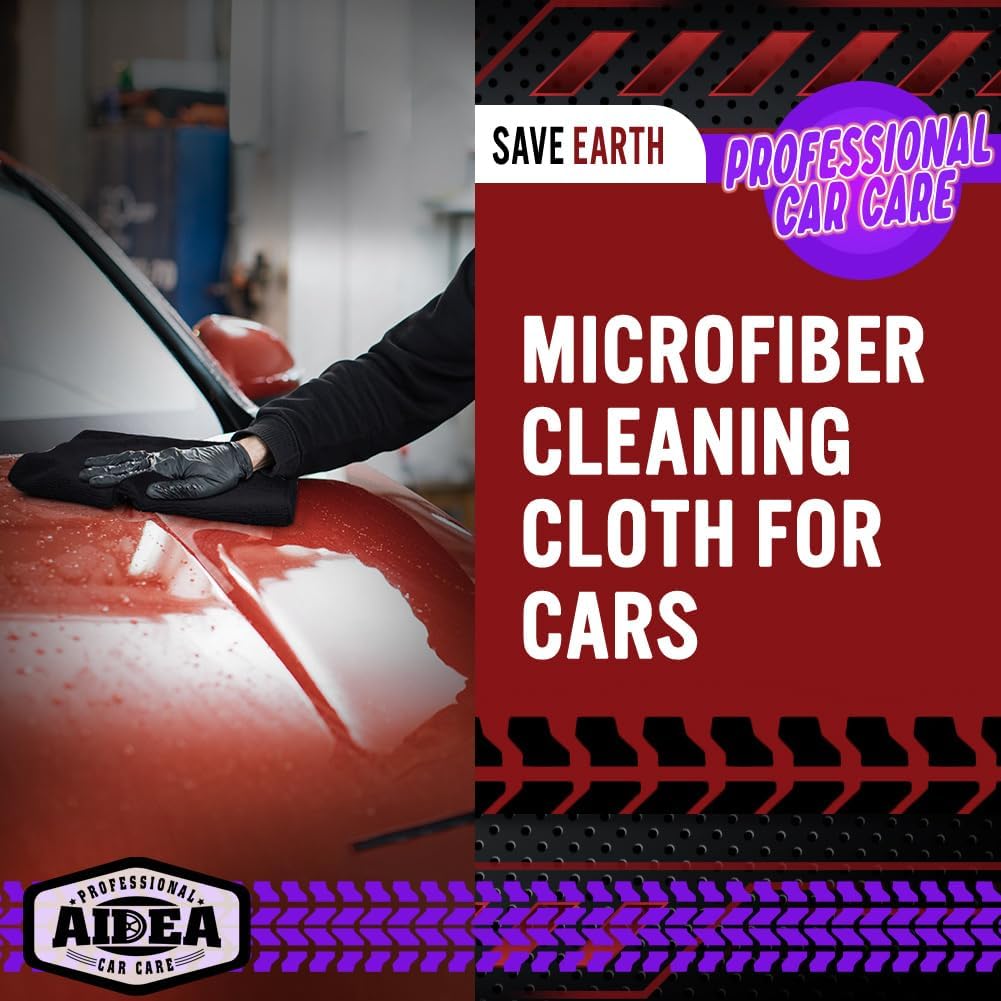 AIDEA Microfiber Cleaning Cloth Black 20PK, Microfiber Towels for Cars, Premium Car Cloth, Dusting Cloth Lint Free Cleaning Rags for SUVs, House, Kitchen, Window, Workshops,12×12"