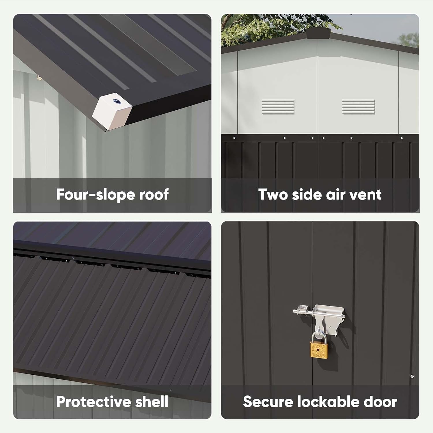 Patiowell 10 X 12 FT Barn Style Metal Storage Shed for Outdoor, Steel Yard Shed with Design of Lockable Doors, Utility and Tool Storage for Garden, Backyard, Patio, Outside Use