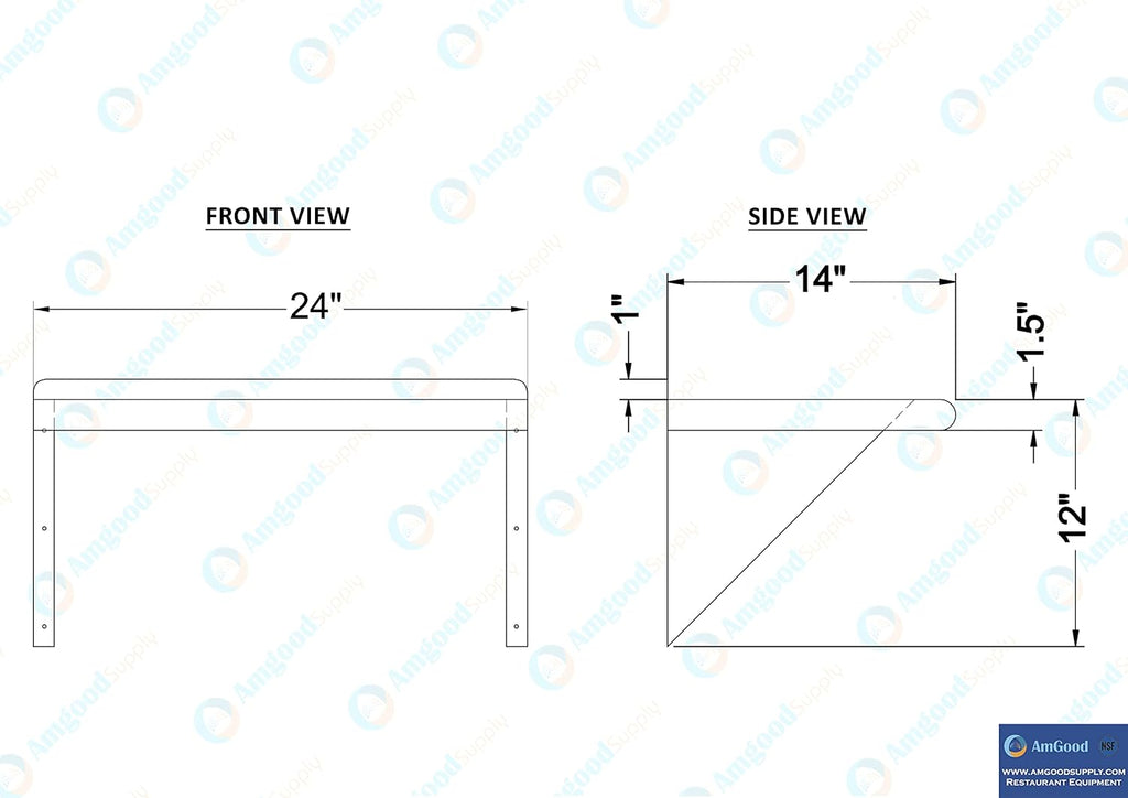 AmGood 24" Long X 14" Deep Stainless Steel Wall Shelf | NSF Certified | Appliance & Equipment Metal Shelving | Kitchen, Restaurant, Garage, Laundry, Utility Room