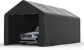Carport, 10‘ x 20’ Heavy Duty Portable Garage All-Season Car Canopy w/Removable Sidewall & Doors, Carport Canopy Party Tent w/Water-Resistant Tarp for Backyard (Black, 10‘ x 20’)
