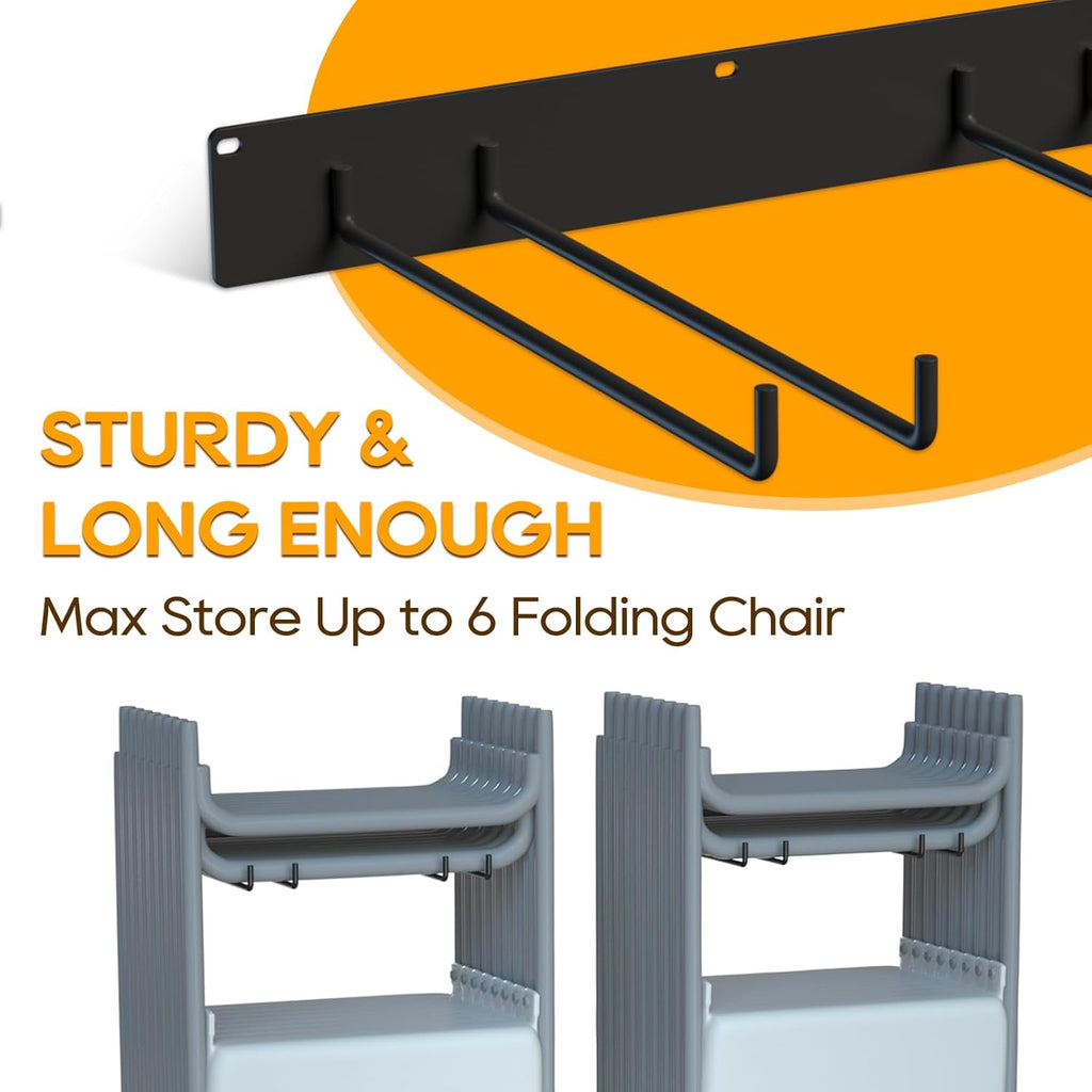2-Pack Folding Chair Storage Rack – Heavy-Duty Wall Mount Hanger for Garage, Yard, Lawn Chairs – Solid Metal, Holds 240 lbs – Space-Saving Organizer for Camping & Beach Chairs