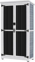 GDLF Outdoor Storage Cabinet Wood & Metal Garden Shed with Waterproof Roof and Sturdy Lockable Doors 66"