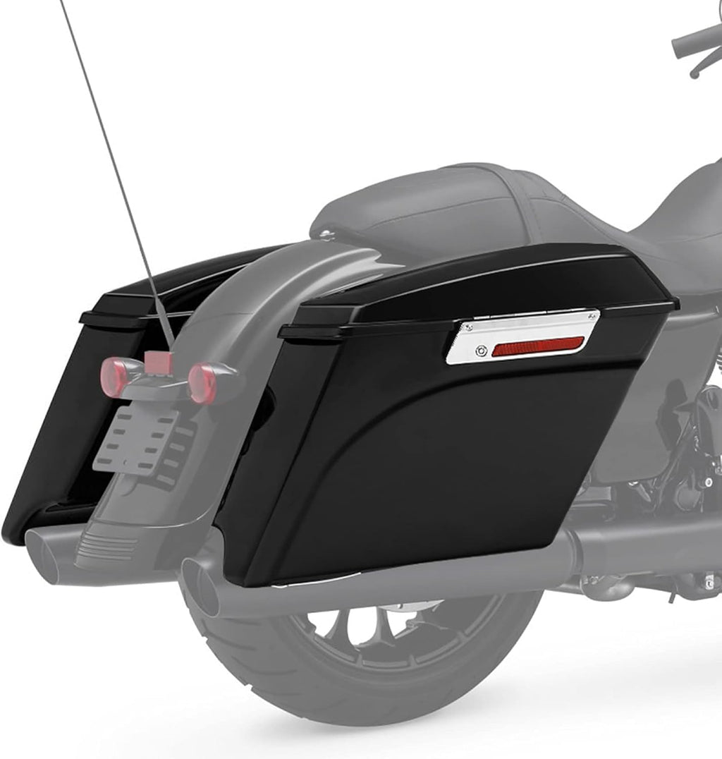 XFMT 5" Vivid Black Stretched Extended Hard Saddlebags W/Chrome Conversion Brackets Harley Softail Heritage Deluxe 1984-2017