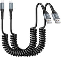 SUNGUY Coiled USB to Lightning Cable for Car, 2-Pack 4FT [MFi Certified] Retractable iPhone Charger Cable, Fast Charging CarPlay Cable for iPhone 14/13/12/11 Pro Max/XS MAX/XR/XS/iPad/iPod