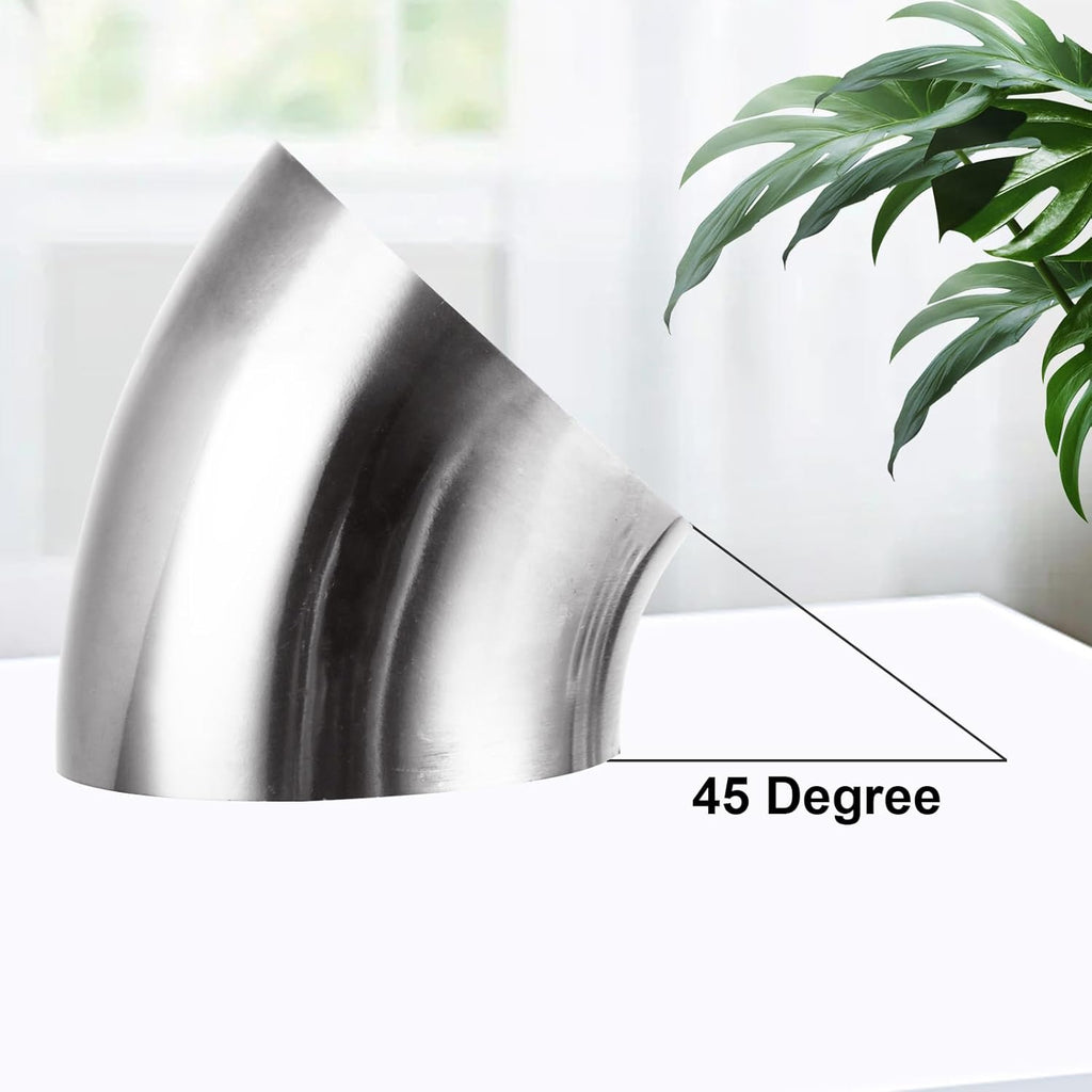Acrux7 4 Pack 2.5 Inch 45 Degree Exhaust Elbow Pipe, 304 Stainless Steel Mandrel Bend Elbow Thickness 1.5 mm for Car Modified Exhaust, Stair Handrail, Exhaust System