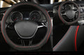 D Shape Car Steering Wheel Cover, Universal 15 inch Stitching Color Anti-Slip Steering Wheel Protector, Red and Black Style (Compact Packaging D Shape)