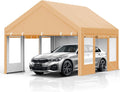 13x20 FT Heavy Duty Carport, Oversized Portable Garage with 4 Doors & 4 Windows, Reinforced Frame, All Weather Protection Outdoor Shelter Canopy for Cars, Boats, Trucks, BBQ and Outdoor Gatherings