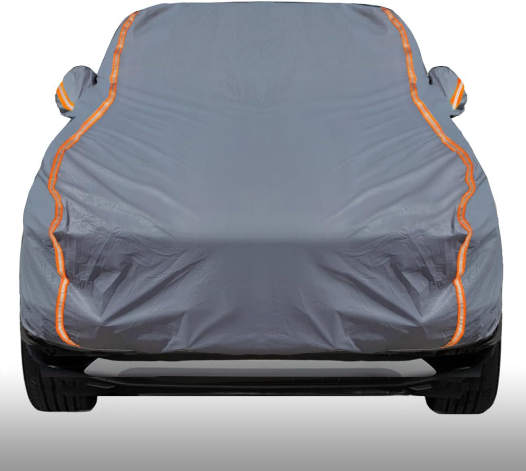 KEYOOG Universal Waterproof Heavy Weight Full Car Covers, Fit SUVs, All Weather, Outdoor Full Cover Weatherproof UV Sun Protection Snow Dust Storm Resistant with PEVA Cotton, Fit Length 178"-189"