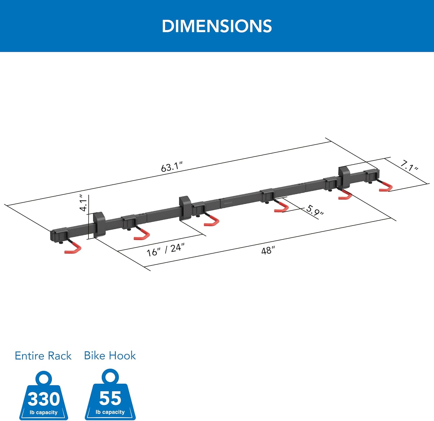 Mount-It! WheelsUp Bike Wall Mount for 6 Bikes | Heavy-Duty Garage Storage Rack | Adjustable Padded Hooks | Space-Saving Vertical Bike Storage Solution for Home and Garage, Max Capacity 330 lbs