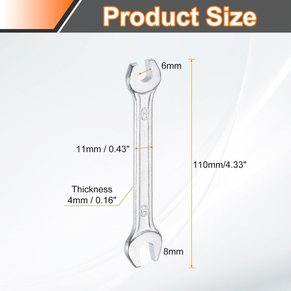 HARFINGTON 5pcs Double Open End Wrench 6mm x 8mm Metric 15 Degree Offset Angle Small Flat Head Wrench Galvanizing Open Ended Spanner for Automotive Repair Furniture Assembly