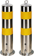 Safety Barrier Bollard, Steel Car Parking Protection Posts, Caution Cones, Driveway Barrier, Parking Stopper for Garage, Perfect for Traffic-Sensitive Area(Yellow (2PCS))