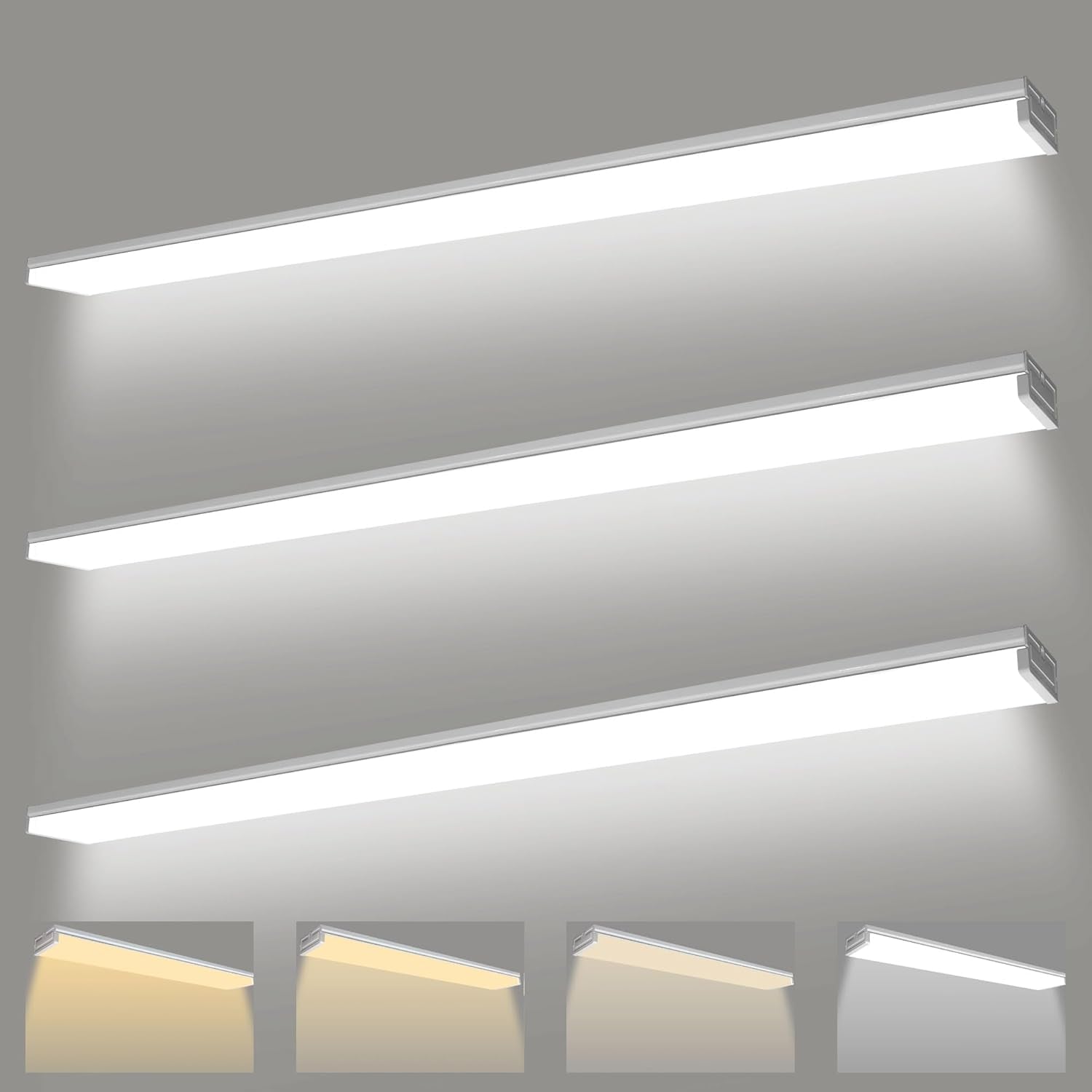 3PK 8FT LED Shop Light, Led Garage Ceiling Lights, LED Workbench Light，LED Wraparound Light Fixture,Suface Mount,Office Ceiling Light for Garage, Office, Kitchen