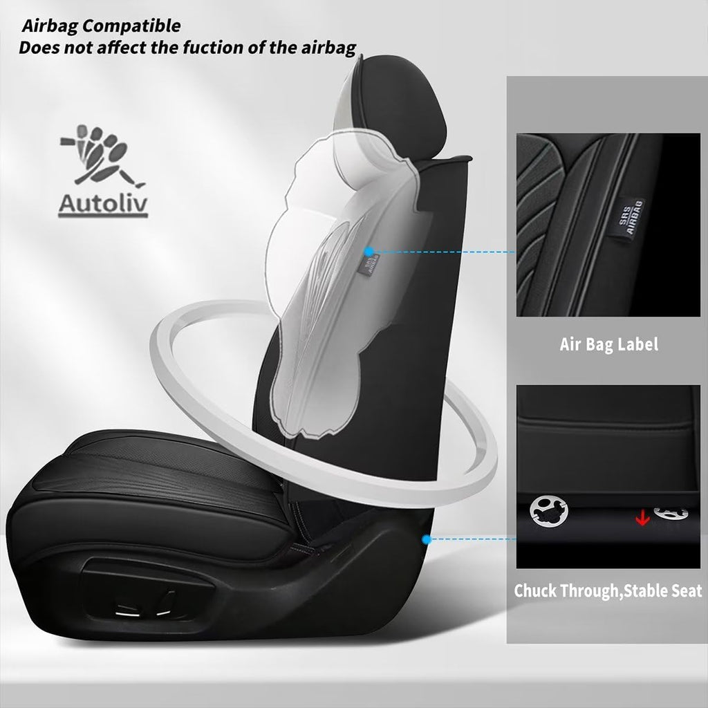 2 Front Car Seat Cover Fit for Toyota Camry 2012-2024 2025 Faux Leather Breathable Waterproof Camry Seat Covers Automotive Cushion Protector Compatible Airbag (2 Seats & Black)