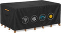 Outdoor Waterproof Furniture Cover, 111W x 74L x 28H inches Heavy Duty 600D Rectangular Table and Chair Set Protection, Black