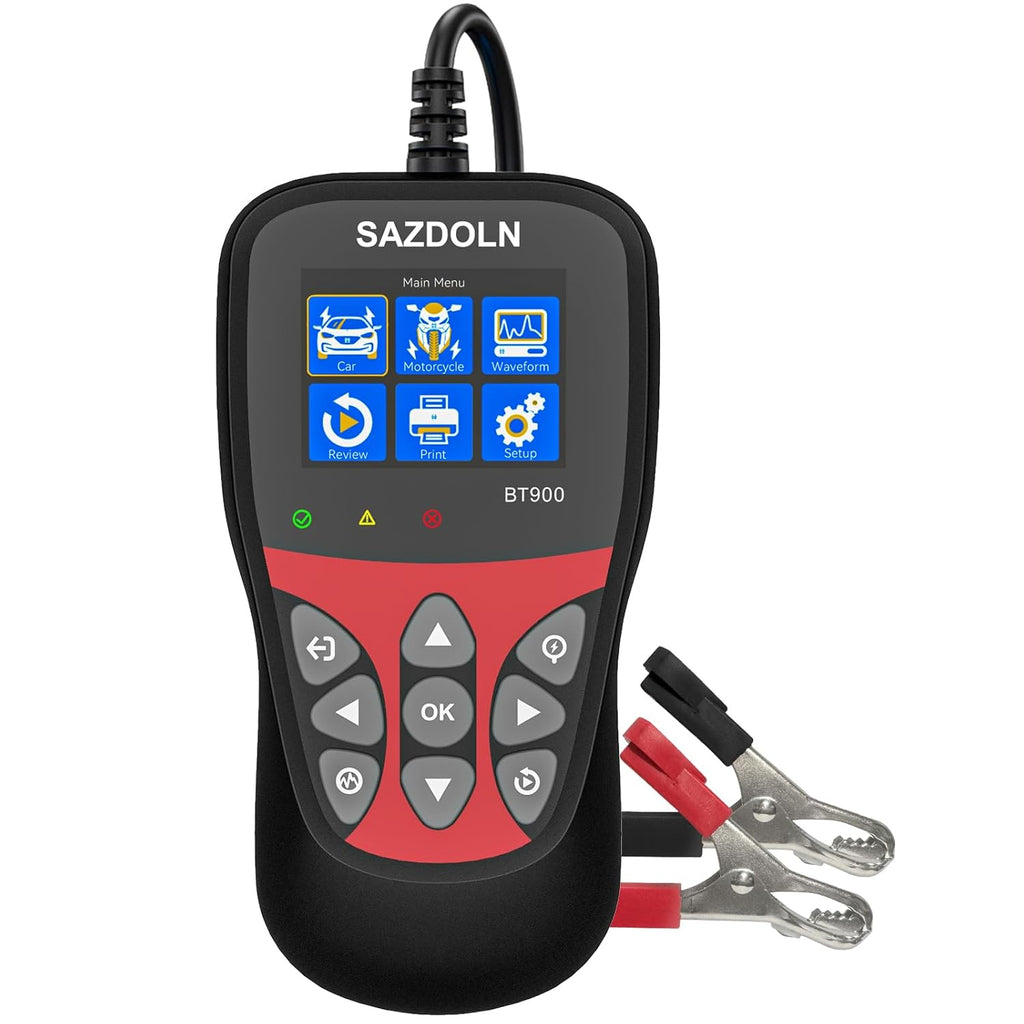 BT900 Car-Battery-Tester 6V 8V 12V, Automotive 100-2000CCA Battery-Load-Tester Analyzer, Digital Auto Battery Analyzer for Car Truck Marine Motorcycle SUV Boat,Black ﻿