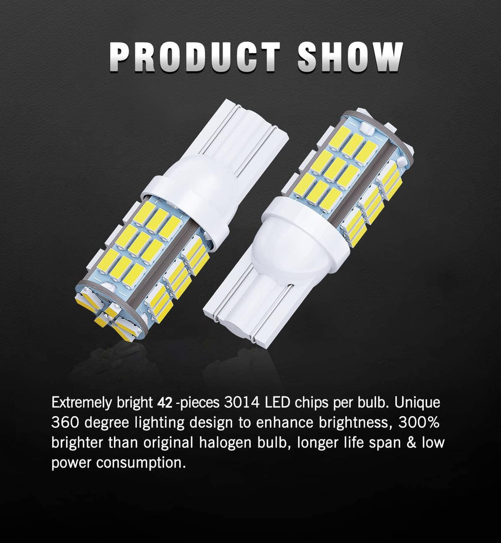T10 921 194 168 175 LED Bulbs White 20-Packs, Super Bright 3014 42-SMD LED Replacement 12 Volt RV Camper Trailer Boat Trunk Interior Dome Map License Lights, Backup Reverse Lights