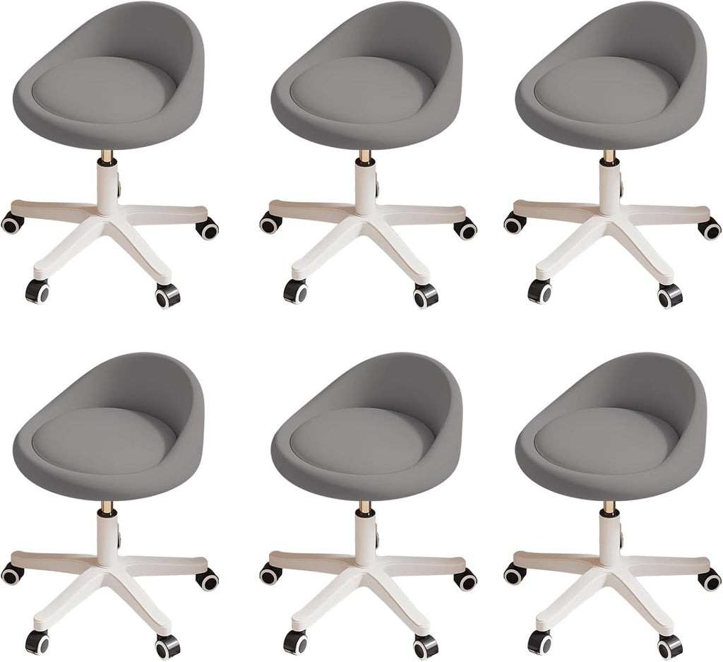 Rolling Stool Set of 6 Rolling Hydraulic Salon Stool with Low Backrest - Adjustable Swivel Chair for SPA, Shop, Salon, Massage, or Medical Office Dark Grey
