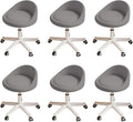 Rolling Stool Set of 6 Rolling Hydraulic Salon Stool with Low Backrest - Adjustable Swivel Chair for SPA, Shop, Salon, Massage, or Medical Office Dark Grey