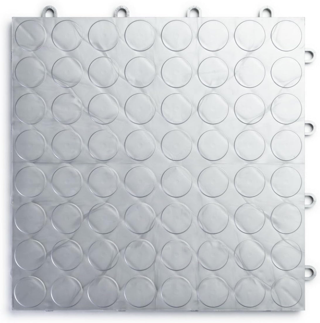 Big Floors RaceDeck CircleTrac, Interlocking Non-Slip Garage Flooring Tile, Durable, Modular, Heavy-Duty Copolymer, Easy Install (Alloy, 12 Pack of 12 x 12" Tiles)