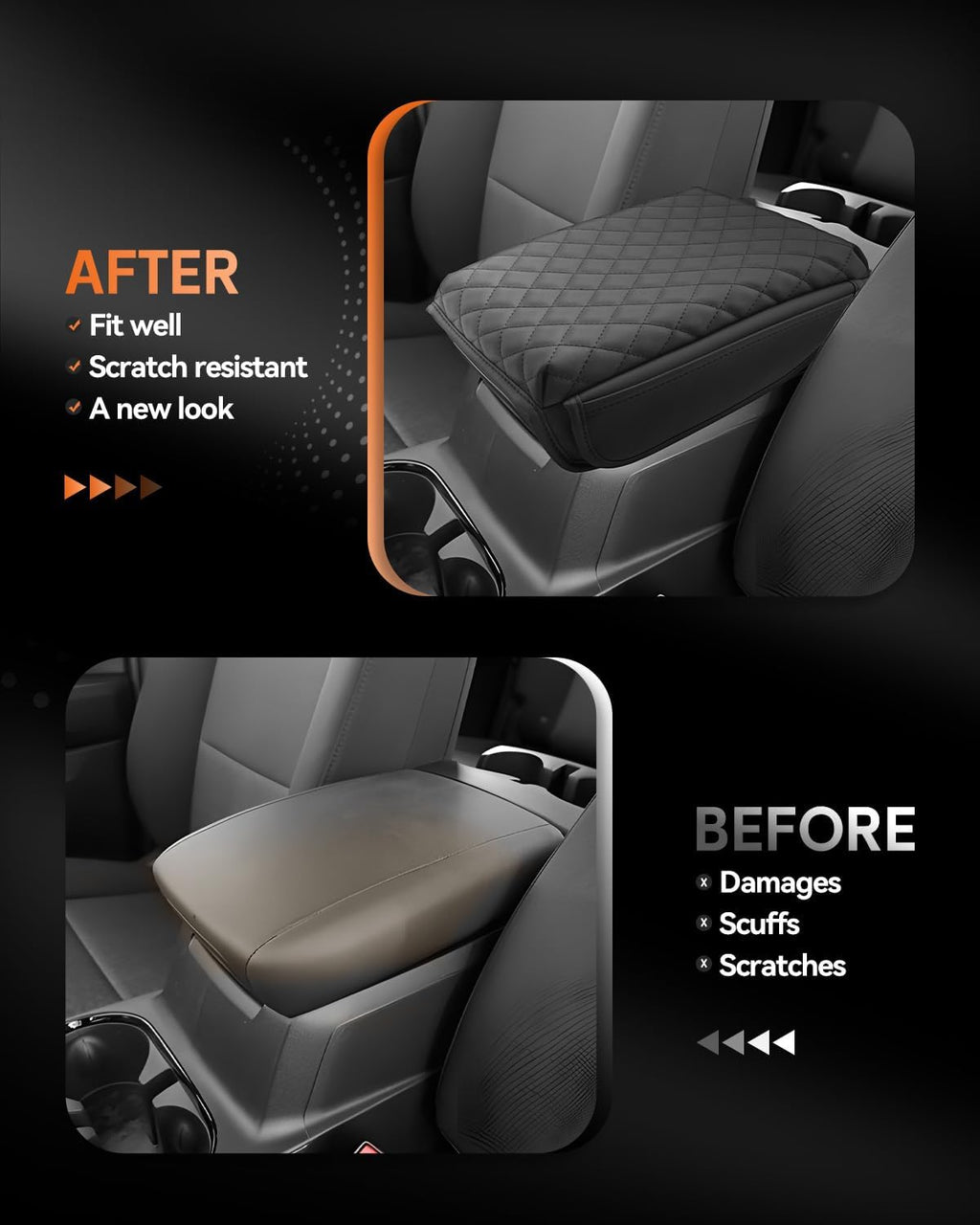 CDEFG for Chevrolet Colorado 2023-2025 2026 Center Console Cover Armrest Box Cover for Chevy Colorado (WT, LT, Trail Boss, Z71, ZR2) Accessories Console Arm Rest Protector 2 Side Pocket