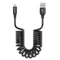 AGVEE 2 Pack 3ft Coiled Short USB to Lightning Charging Cable [MFI Certified] 3A Fast Charger Cord in Car for iPhone 14/13/12/11/XS/8/7/6/5 CarPlay, iPad, iPod, Black