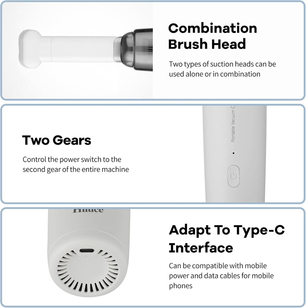 Mini Vacuum Cleaner Cordless, Portable Keyboard Vacuum Cleaner, Wireless Handheld Car Vacuum with 9000 Pa, High Power Rechargeable 2 Speeds, Lightweight Vacuum for Car, Home, Office, Pet