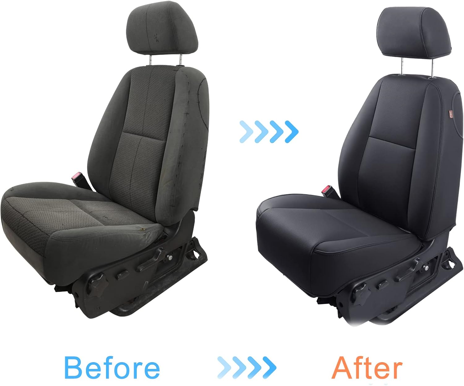 LUCKYMAN CLUB Custom Fit Seat Covers for 2007-2013 Chevy Silverado Sierra 1500 Crew Cab, 2007-2014 Silverado Sierra 2500 3500 Crew Cab (Black)