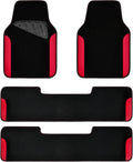 CAR PASS Waterproof Universal Faux Leather 3Row Car Floor Mats, Red Car Mats Fit for SUV,Vans,sedans, Trucks,Set of Vehicles Car Carpet with Driver Heel Pad and Anti-Slip Nibs Backing (Red 3Row)