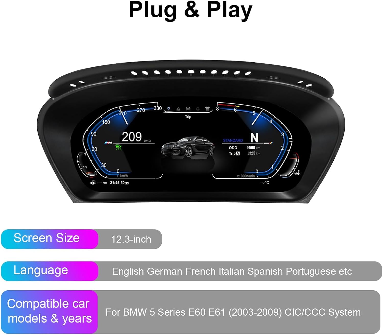 Speedometer Instrument for BMW E70 E71 2006-2013 CCC CIC，12.3 inch Linux System Original Car Information Display Digital Cluster Dashboard Screen