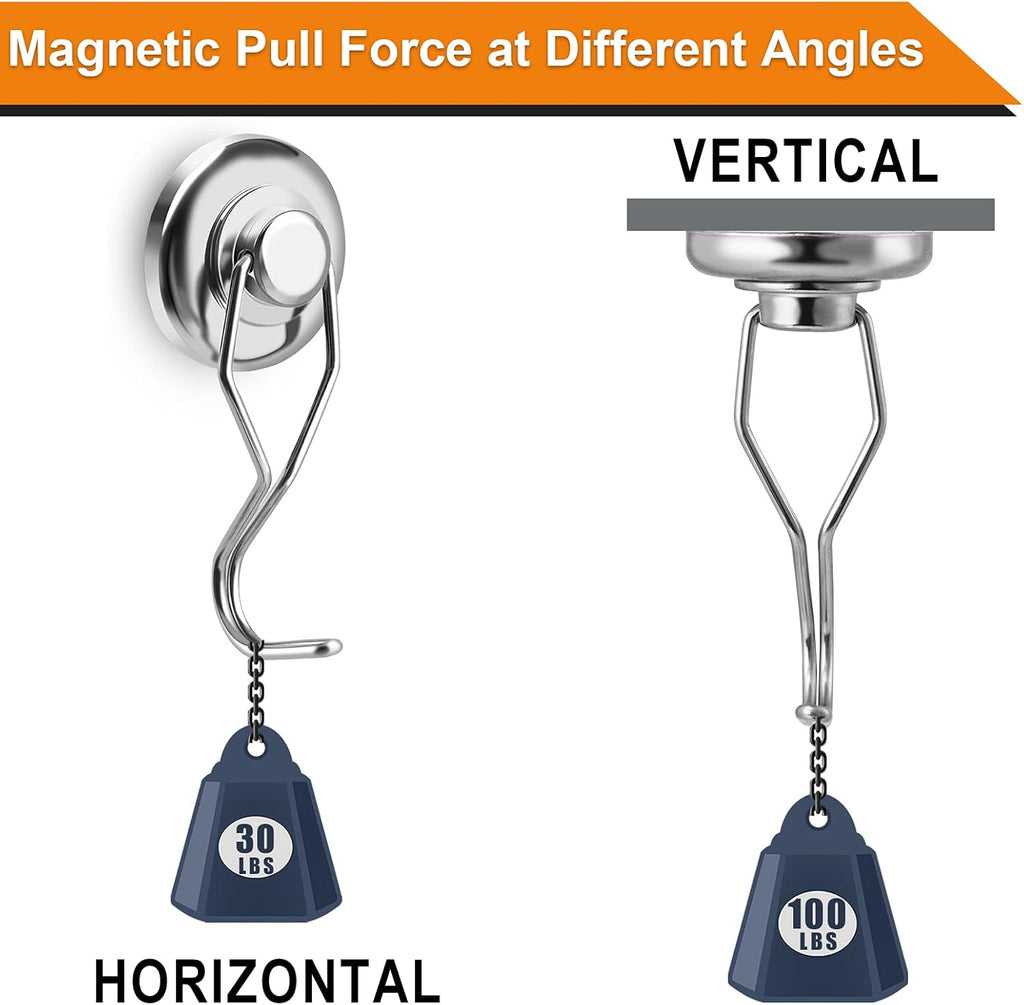 DIYMAG Swivel Swing Powerful Magnetic Hooks, 100LB (7 Pack) Strong Heavy Duty Neodymium Magnet Hooks Great for Grill, Refrigerator, Kitchen, Office-Length 68mm(2.67in), Diameter 32mm(1.26in)