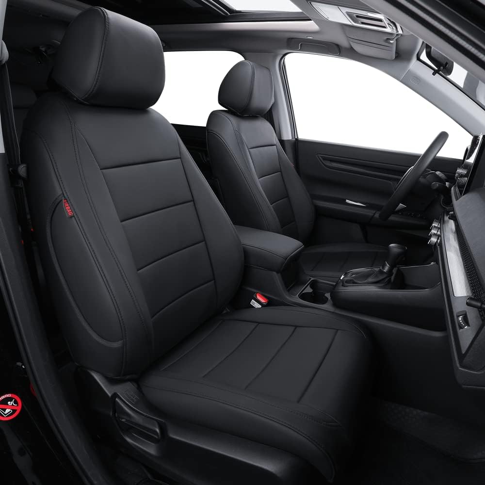 coverdream CRV Seat Covers Custom Fit for 2017-2022 Honda CRV LX,EX,SE,EX-L,Touring,Hybrid(5-Seater Version),Fully Covered Waterproof Leatherette Car Seat Protector (Full Set,Black)