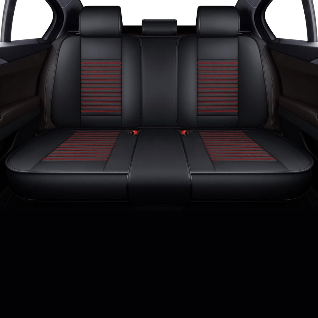 LINGVIDO Leather Car Seat Covers,Breathable and Waterproof Faux Leather Automotive Seat Covers for Cars SUV Pick-up Truck Sedan,Universal Anti-Slip Driver Seat Cover with Backrest (Rear Seat, Red)