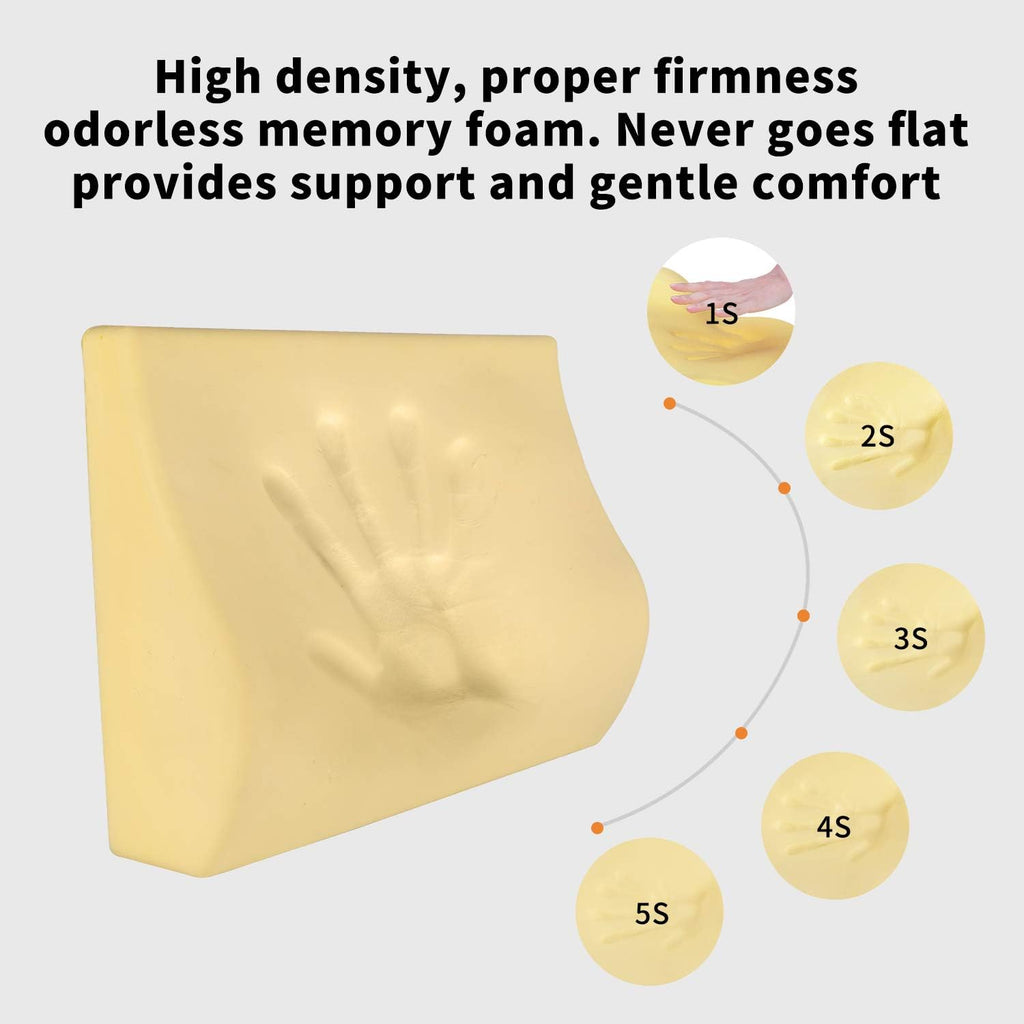 Memory Foam Lumbar Support Pillow for Car - Lower Back Support Cushion for Driving, Back Pain Relief for Car Seat, Office Chair, Wheelchair (Beige)
