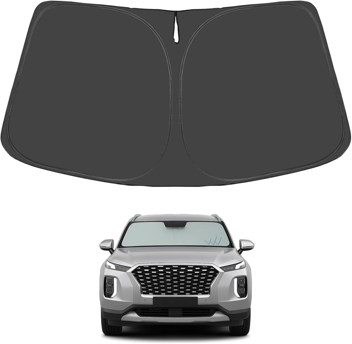 Proadsy for Hyundai Palisade 2020-2025 Windshield Sun Shade 4-Layer Foldable Front Sunshade Protector Sun Visor Blocks UV Rays Keep Car Cooler