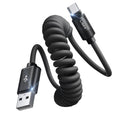LISEN Coiled USB C Cable, 2 Pack for Android Auto & CarPlay Cable, 4FT Short USB A to USB C Cable Compatible with iPhone 16/15, Samsung Galaxy S25/S24/S23 A15/A14, Google Pixel 9/8, Moto, TCL-Black
