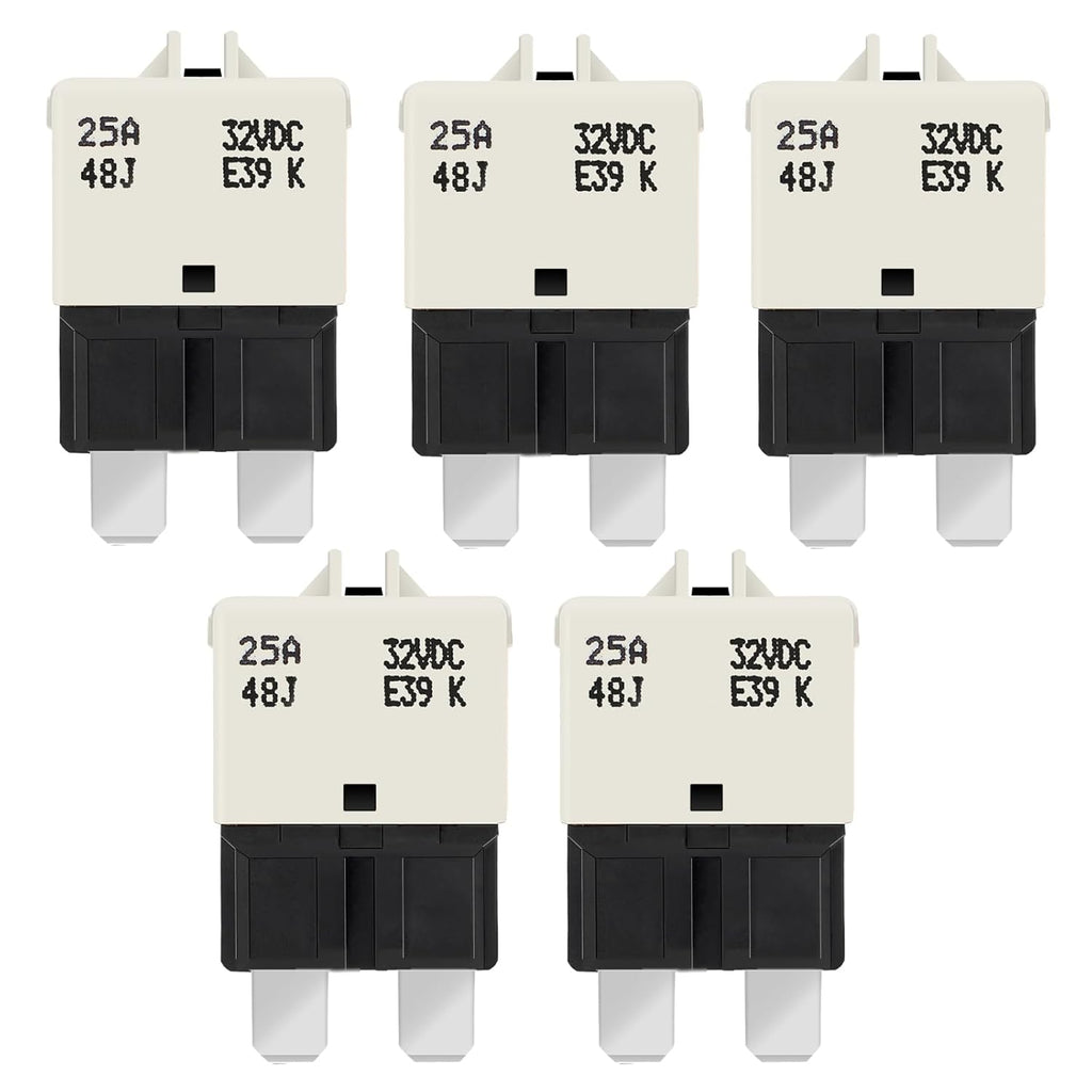 GLOSO Circuit Breaker Fuse E39 (T3) Manual Reset for Car Truck RV Automotive Marine Boat Trolling Motor & Custom Wiring Audio Battery Protection/Low Profile ATC/ATO (25A - 5 Pack)
