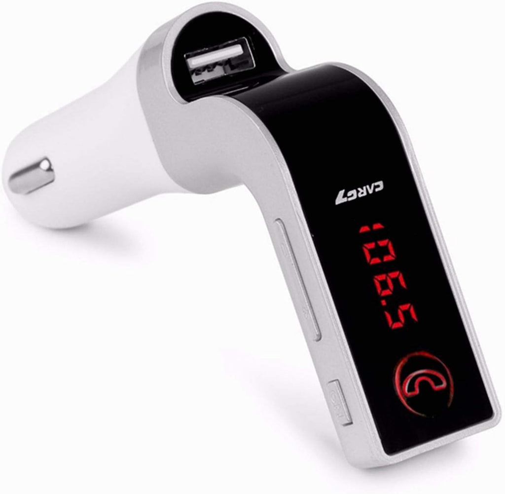 Bluetooth FM Transmitter for car, TIANSHILI Handsfree Bluetooth Receiver Car Kit with Mic/TF Card/USB Drive/AUX Play for iPhone,iPad and Other Android Phones-Silver
