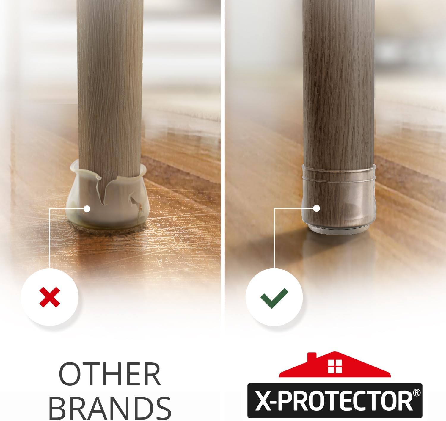 X-Protector Silicone Chair Leg Floor Protectors with Non-Slip Furniture Pads - 24 PCS 1.3" - 2" - Anti-Slip Chair Leg Covers - Non-Skid Furniture Leg Caps - Furniture Pads for Hardwood Floors!