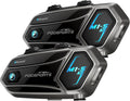Fodsports M1-S Air Motorcycle Helmet Bluetooth, 4 Riders Motorbike Intercom Headset with Music Sharing, 1000 m Helmet Communication Systems, Quick Pairing/FM Radio/Handsfree/Stereo Music(2 Pack)