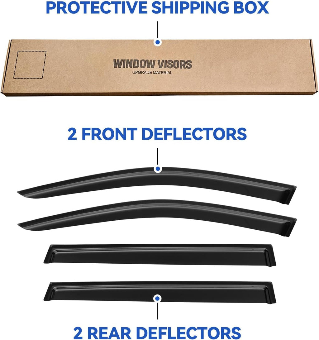 Window Visors Rain Guards for 2014-2023 Jeep Cherokee, Out-Channel Window Vent Wind Deflectors Visors Shades for 14-23 Cherokee