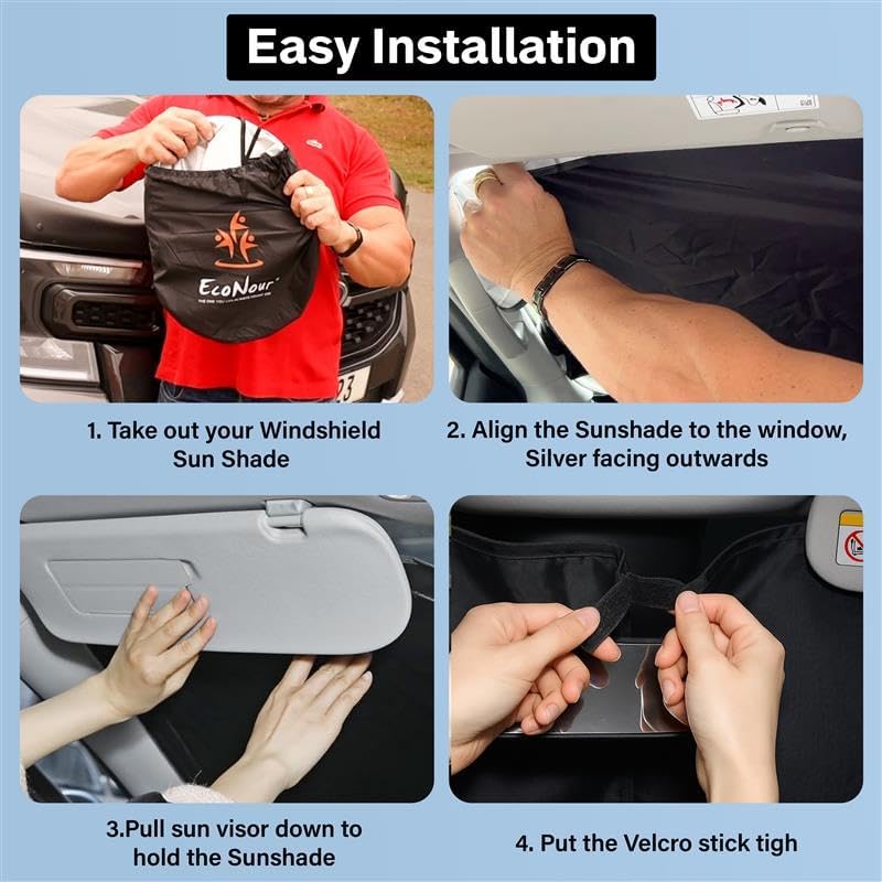Toyota 4Runner 2010-2024 2025 - Protective Foldable 4 Layers Front Window Shade - EcoNour 240T Custom Fit Compatible for Retractable Shade Blocks UV Rays - Keeps Car Cool - Toyota 4Runner Accessories.