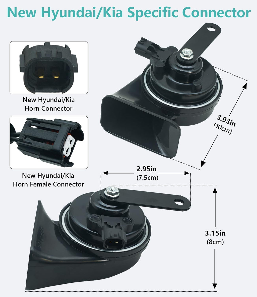 Car Horn Kit for New Hyundai/Kia 12V Loud Waterproof Auto Horn, High Low Dual Tone 126 Decibel, Replacement for New Hyundai/Kia