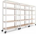 HOMEDANT House White 5-Tier Metal Rolling Cart Shelf Rack Casters Heavy Duty Wheel Shelving Unit Adjustable Utility Storage Shelves Organizer Shelf Kitchen Garage 36.2" W x 16.5" D x 69.5" H 3Pack