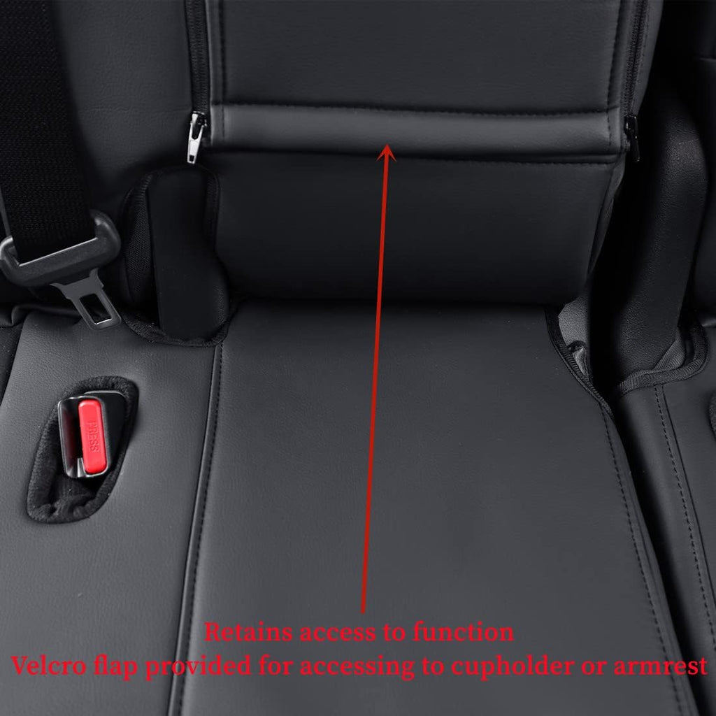 coverdream Camry Seat Covers Custom Fit for 2018-2024 Toyota Camry L LE SE SE Nightshade,Full Coverage Waterproof Leatherette Car Seat Protector (Full Set,Black/Red)