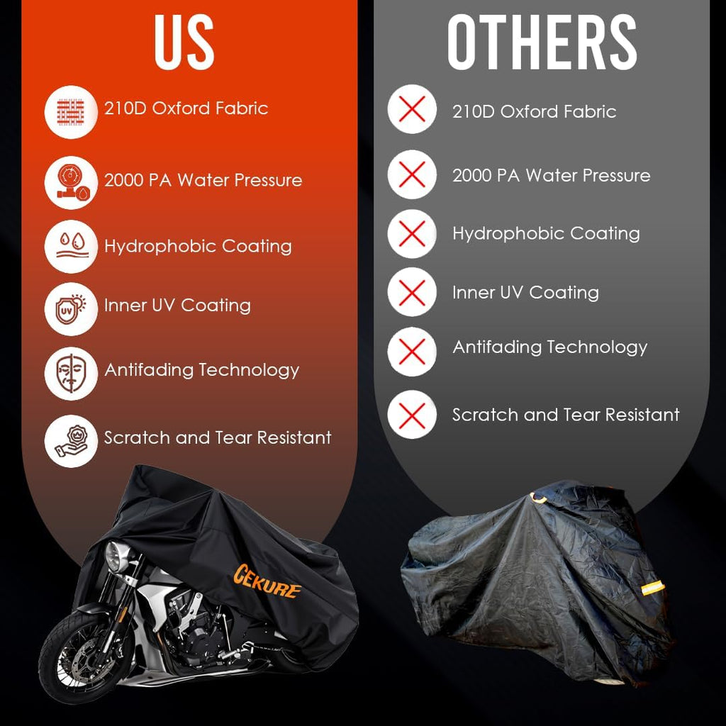 Your Ride! Heavy Duty Motorcycle Cover Waterproof Outdoor 210 Oxford Fabric with Heat Sealed Seams Ultra Waterproof Fits up to 96" All Weather Scooter Cover for Sport Bike with Carry Bag
