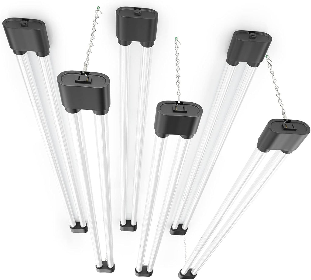 Ensenior 6 Pack Linkable Led Shop Light 4ft for Garage, 4400 High Lumens, 36W Equivalent 280W, 5000K Daylight, 48 Inch Utility Shop led Lights, Surface or Hanging Mount Fixtures, Black, ETL Certified