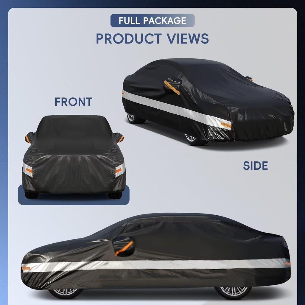10 Layers Car Cover Custom Fit for Cadillac (DTS 2006-2012), Waterproof All Weather for Automobiles, Outdoor Full Cover Sun Dust Rain Protection with Cotton. Black