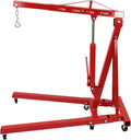 2 Ton(4409lbs) Folding Engine Hoist Heavy Duty Carbon Steel Hydraulic Shop Engine Crane Cherry Picker Shop Crane Hoist Lift with 6 Iron Caster Wheels for Car Fixing Workshop Garage (Red)