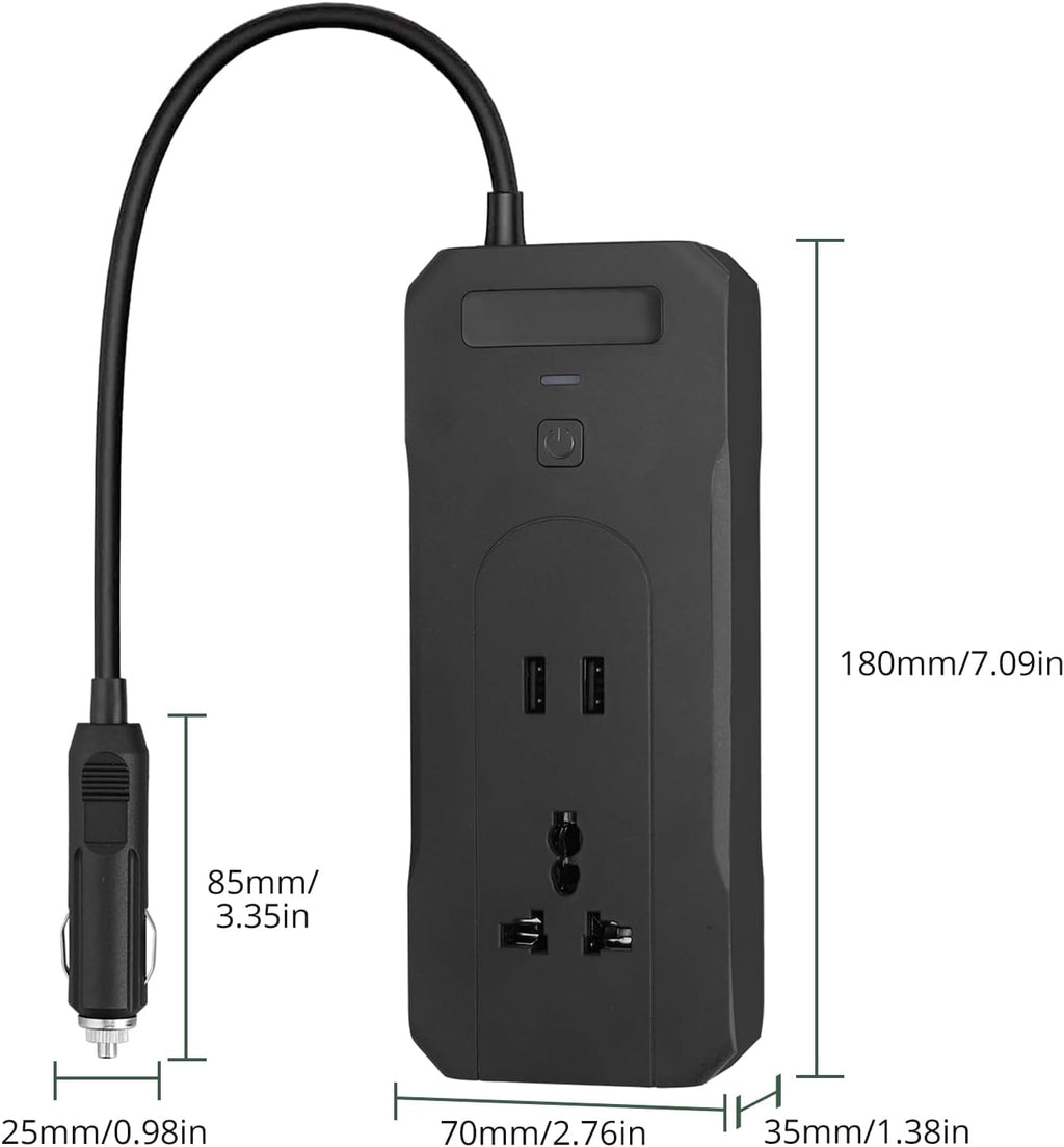 AUTTGINN 200W Car Power Inverter DC 12v to 110v AC Car Plug Adapter Outlet Converter with 24W 3.1A USB and 30W Dual USB-C Car Charger for Laptop Computer Phone